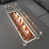 Set Mobili da Giardino in Alluminio 7 Posti con Tavolo Fire Pit Integrato
