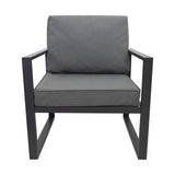 Set Mobili da Giardino in Alluminio 7 Posti con Tavolo Fire Pit Integrato