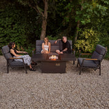 Set Giardino Alluminio 5 Posti con Tavolo Braciere e Poltrone Relax