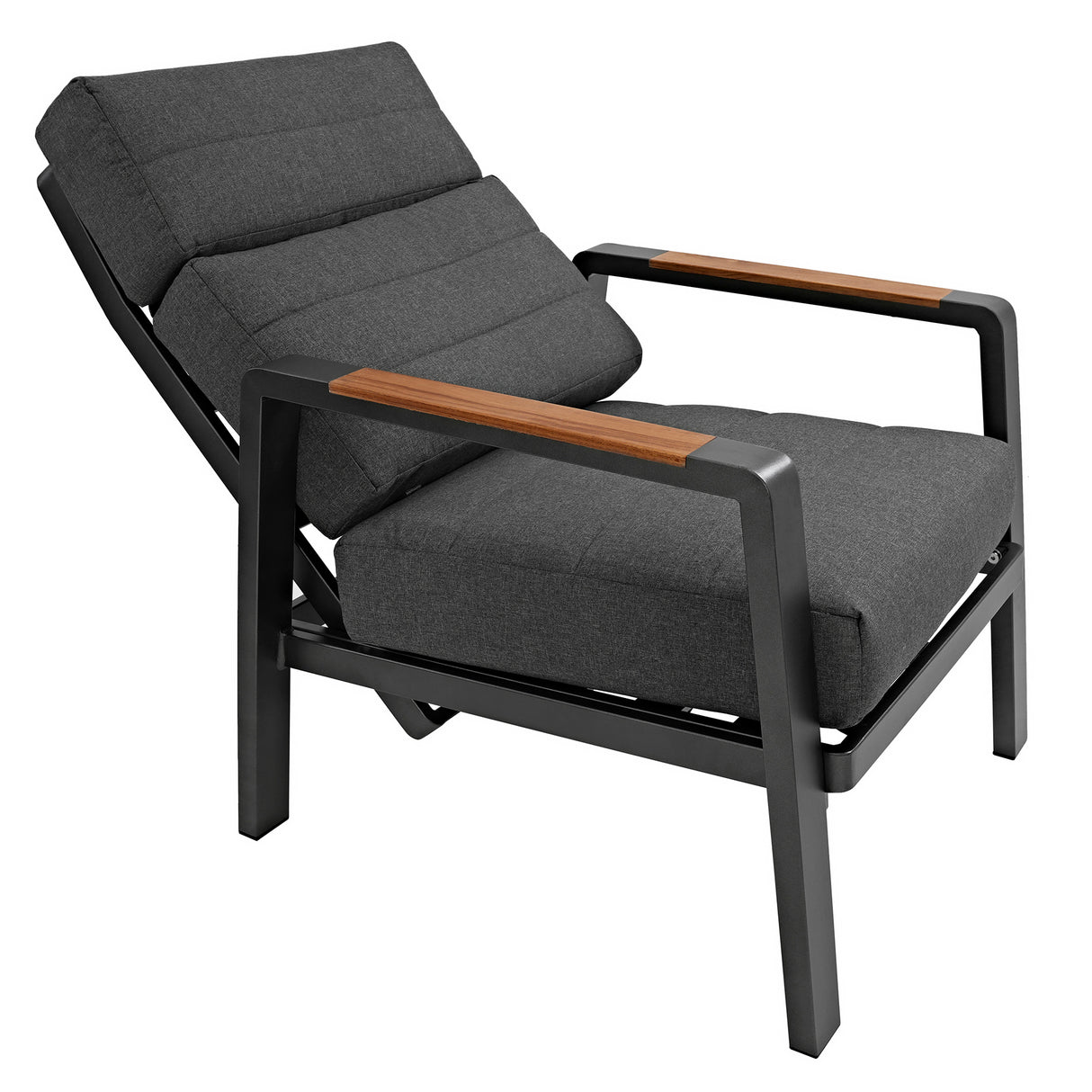 Set Giardino Alluminio 5 Posti con Tavolo Braciere e Poltrone Relax
