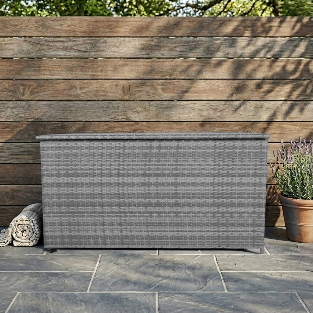 Box Contenitore in Rattan 700L per Cuscini - Grigio