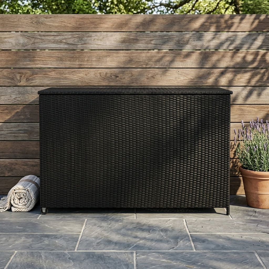 Box Contenitore in Rattan 996L per Cuscini - Nero