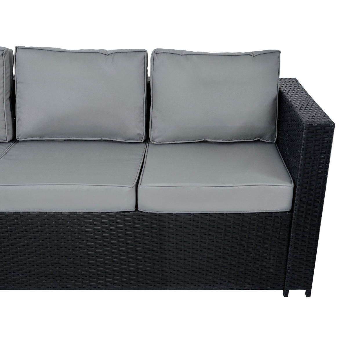 Set Mobili da Giardino in Rattan 8 Posti con Tavolo Firepit – Nero