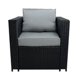 Set Mobili da Giardino in Rattan 8 Posti con Tavolo Firepit – Nero