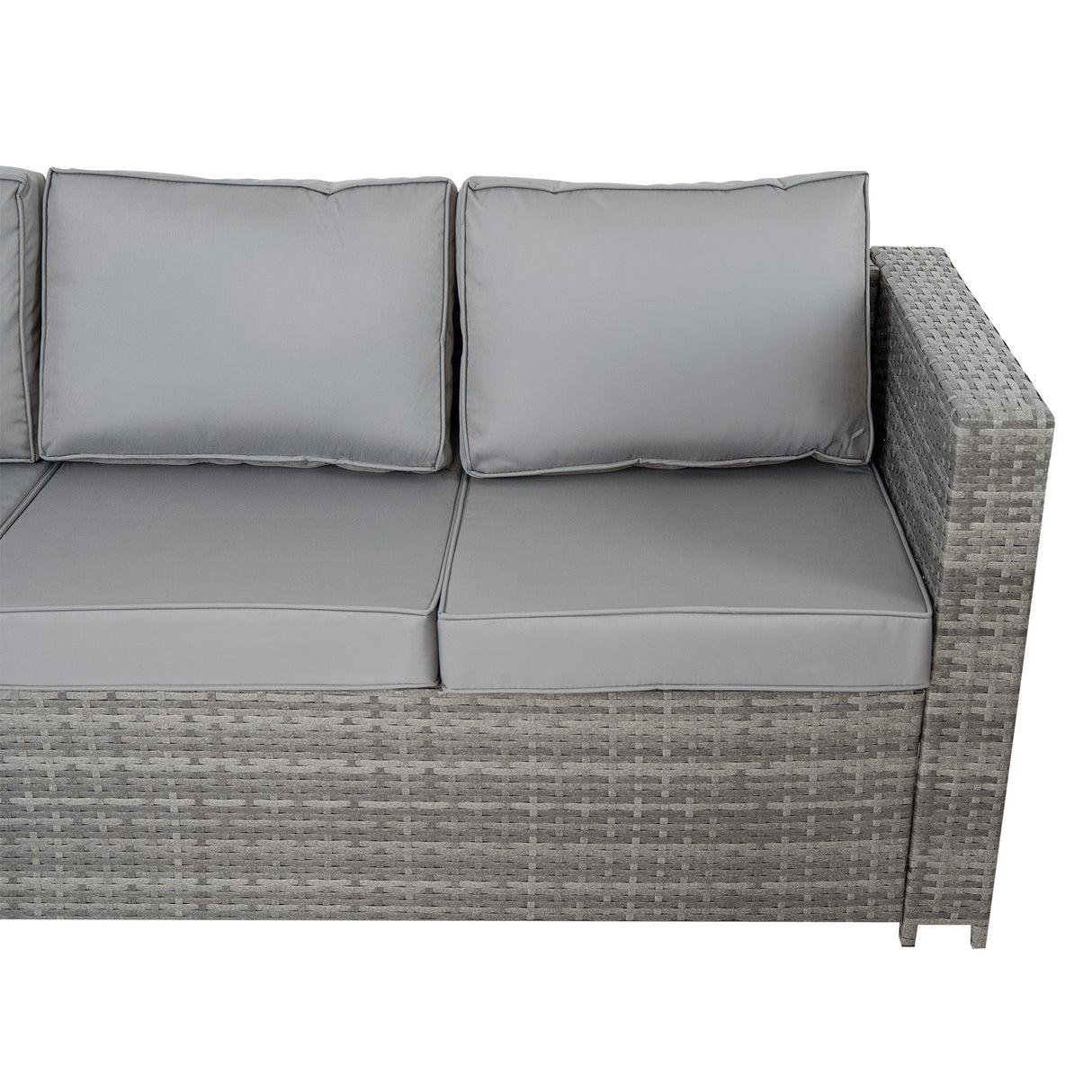 Set Mobili da Giardino in Rattan 8 Posti con Tavolo Firepit – Grigio