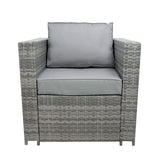 Set Mobili da Giardino in Rattan 8 Posti con Tavolo Firepit – Grigio