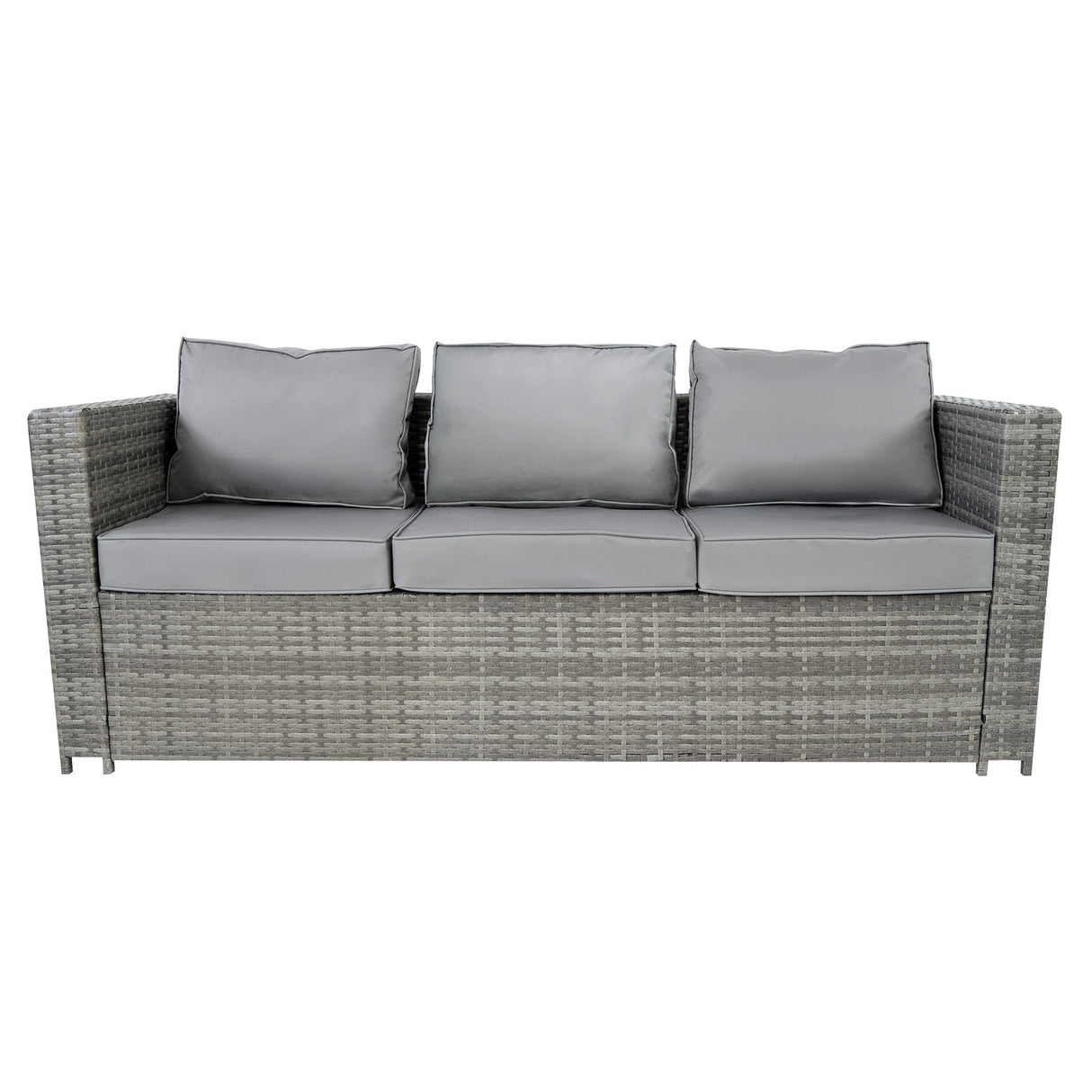 Set Mobili da Giardino in Rattan 8 Posti con Tavolo Firepit – Grigio