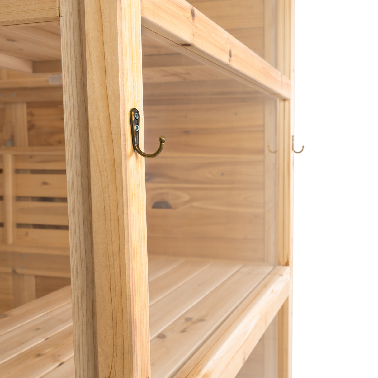 Serra Vittoriana da Giardino in Legno Naturale con Finestre Auto-Ventilate e Ripiani Regolabili