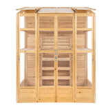 Serra Vittoriana da Giardino in Legno Naturale con Finestre Auto-Ventilate e Ripiani Regolabili