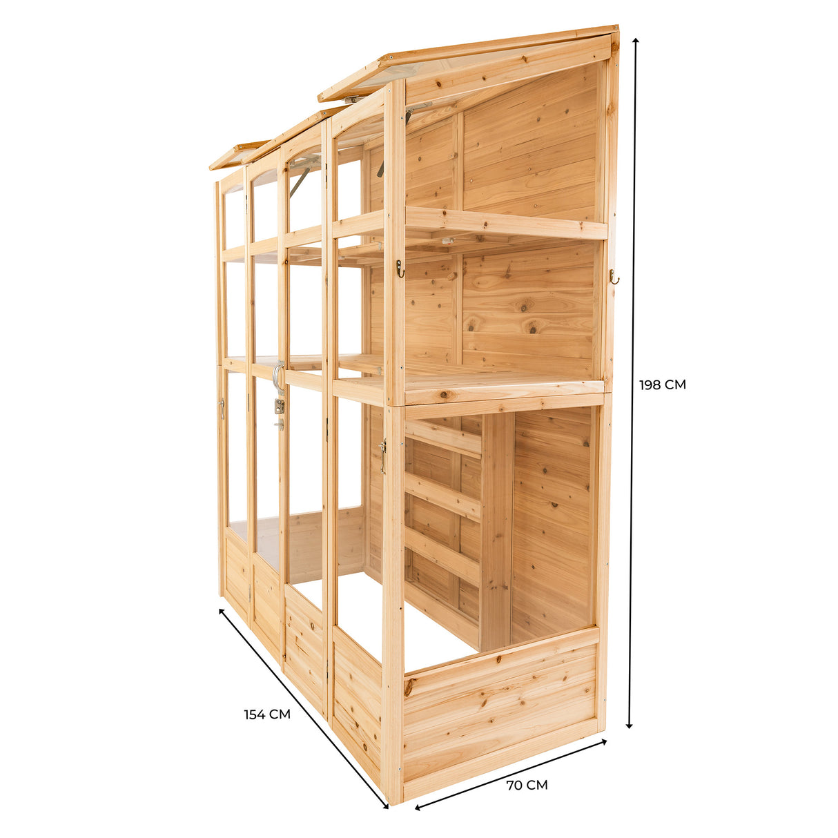 Serra Vittoriana da Giardino in Legno Naturale con Finestre Auto-Ventilate e Ripiani Regolabili