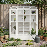 Serra Vittoriana da Giardino in Bianco con Finestre Auto-Ventilate e Ripiani Regolabili