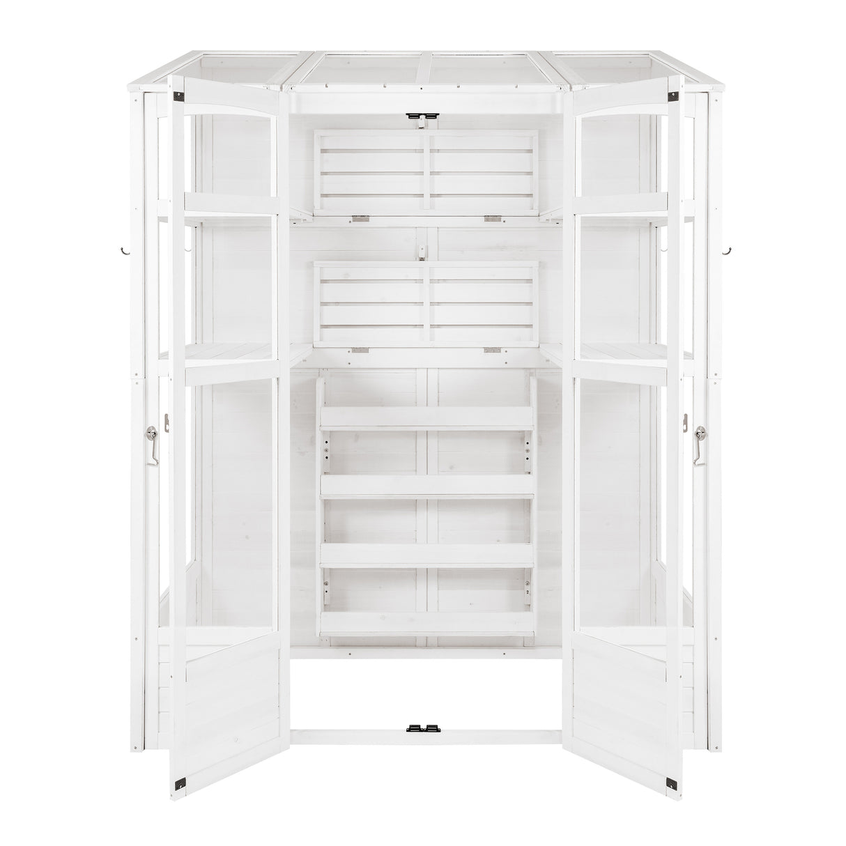 Serra Vittoriana da Giardino in Bianco con Finestre Auto-Ventilate e Ripiani Regolabili