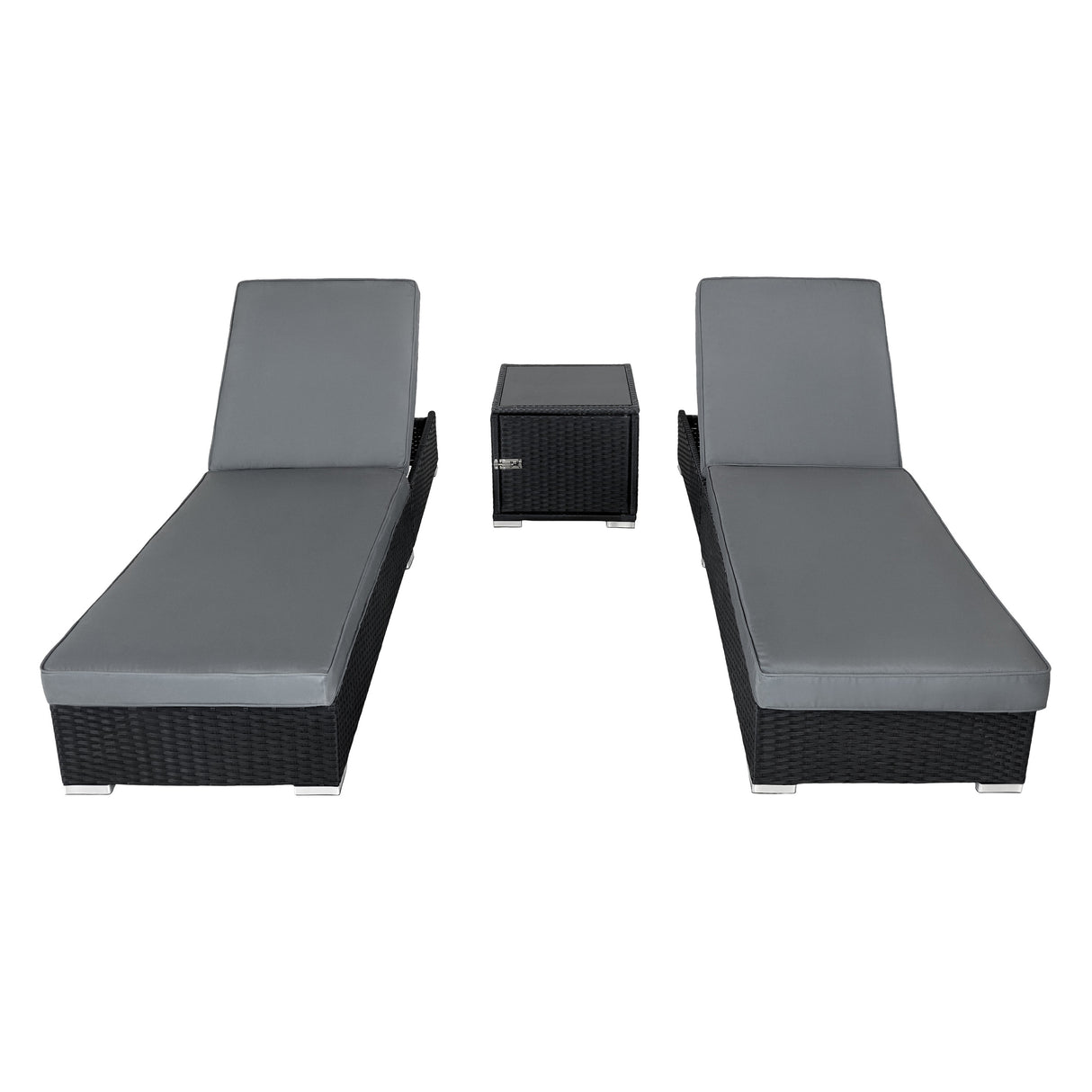 Set Lettini Prendisole in Rattan con Tavolino
