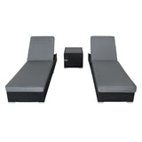 Set Lettini Prendisole in Rattan con Tavolino