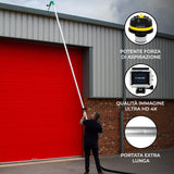 Aspiratore 50L umido/secco con aste 7,2m e telecamera 4K per pulizia grondaie