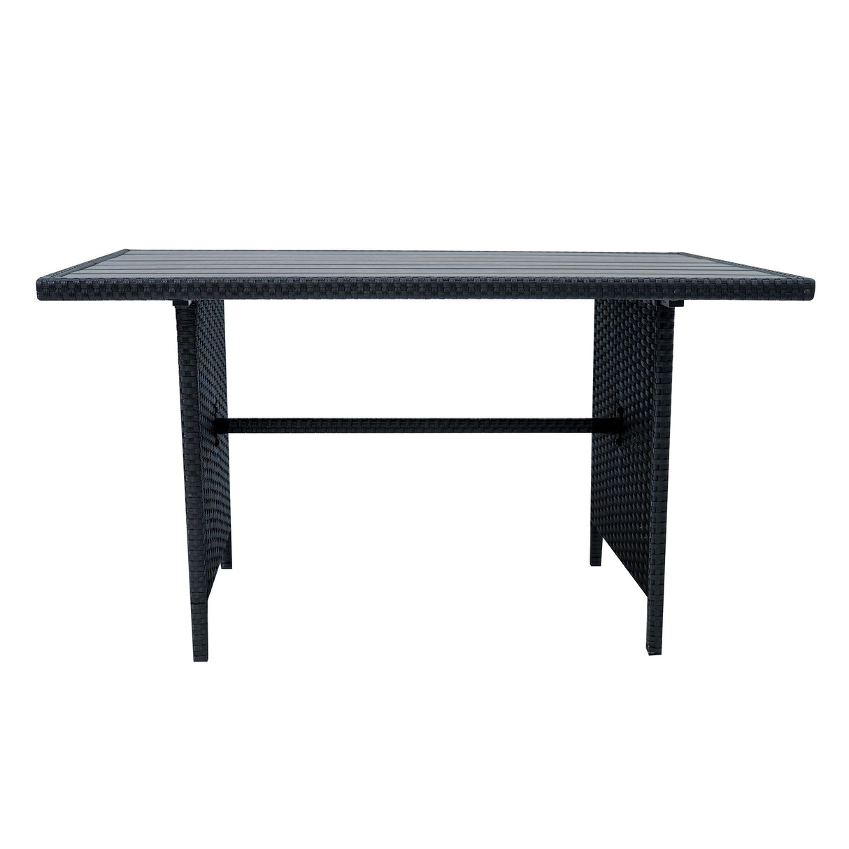 Set Angolare in Rattan 9 Posti con Tavolo in Polywood – Nero con Cuscini Grigi
