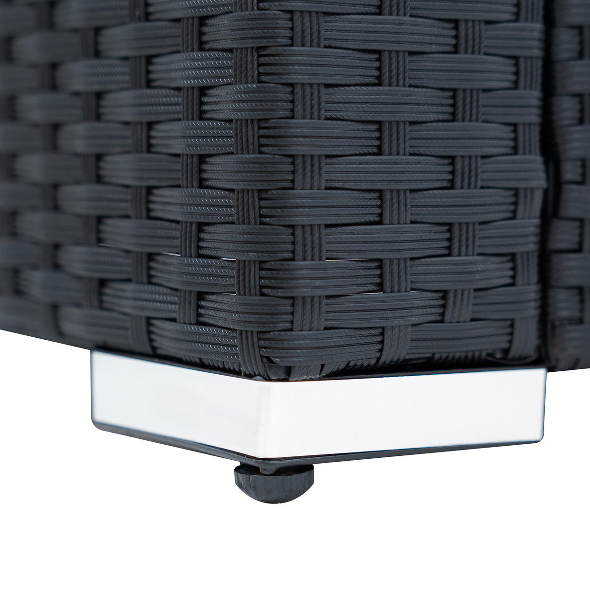 Set Angolare in Rattan 9 Posti con Tavolo in Polywood – Nero con Cuscini Grigi