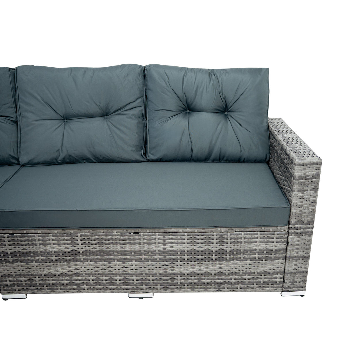 Set Angolare in Rattan 9 Posti con Tavolo in Polywood – Grigio con Cuscini Grigi