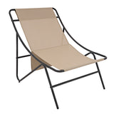 Poltrona da giardino in tessuto crema con struttura nera, design moderno e accogliente, ideale per esterni e relax