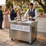 Postazione Bar Cocktail Mobile con Carrello Portaghiaccio 86L