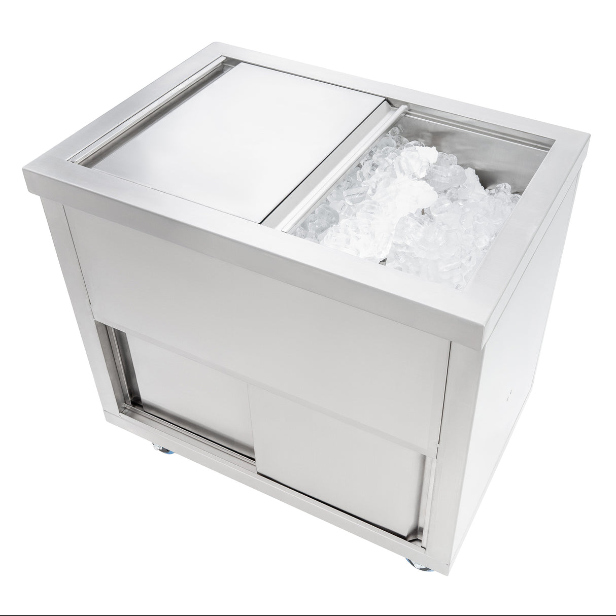 Postazione Bar Cocktail Mobile con Carrello Portaghiaccio 86L