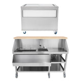 Postazione Bar Cocktail Mobile con Carrello Portaghiaccio 109L