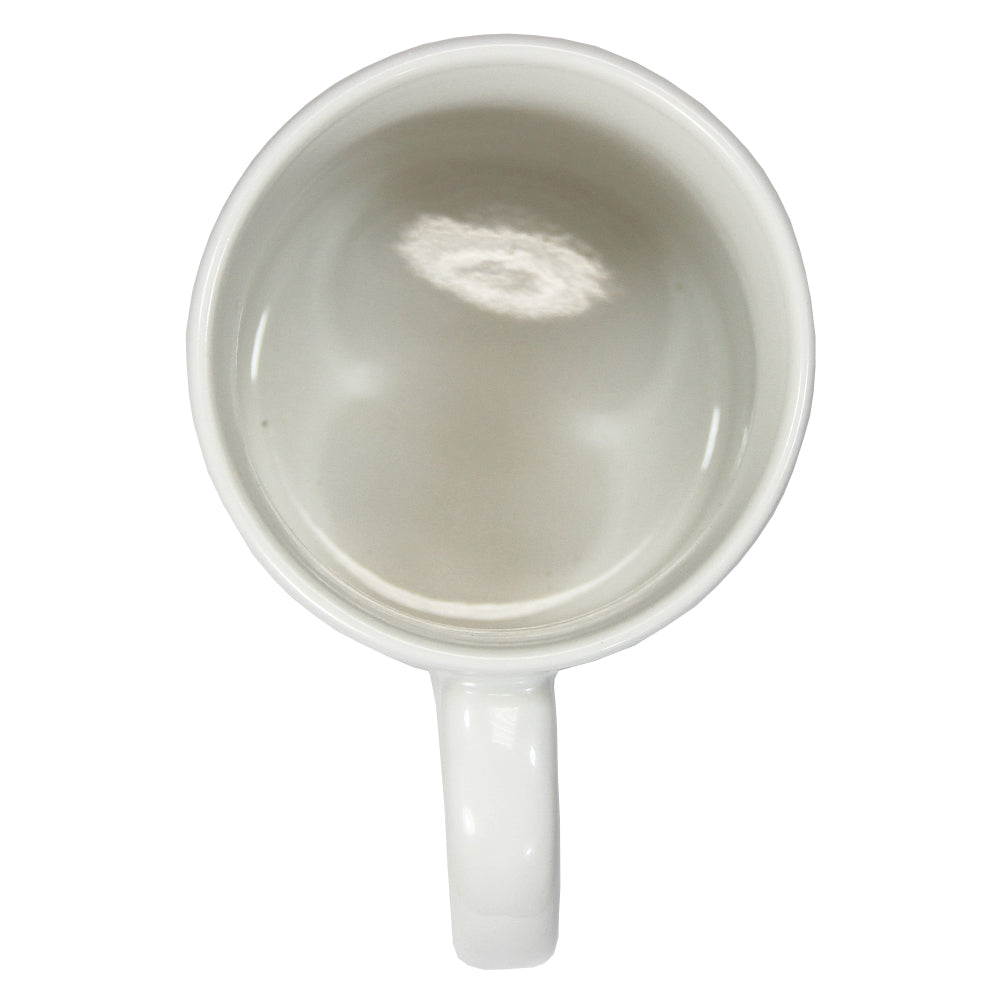 Tazza in ceramica bianca per sublimazione, con superficie liscia e interna lucida, ideale per personalizzazioni creative