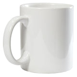 Tazza in ceramica bianca per sublimazione, design semplice, superficie liscia e lucida, ideale per personalizzazioni creative