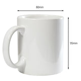 Tazza in ceramica bianca per sublimazione, forma cilindrica, dimensioni 80mm di diametro e 95mm di altezza, superficie liscia e lucida