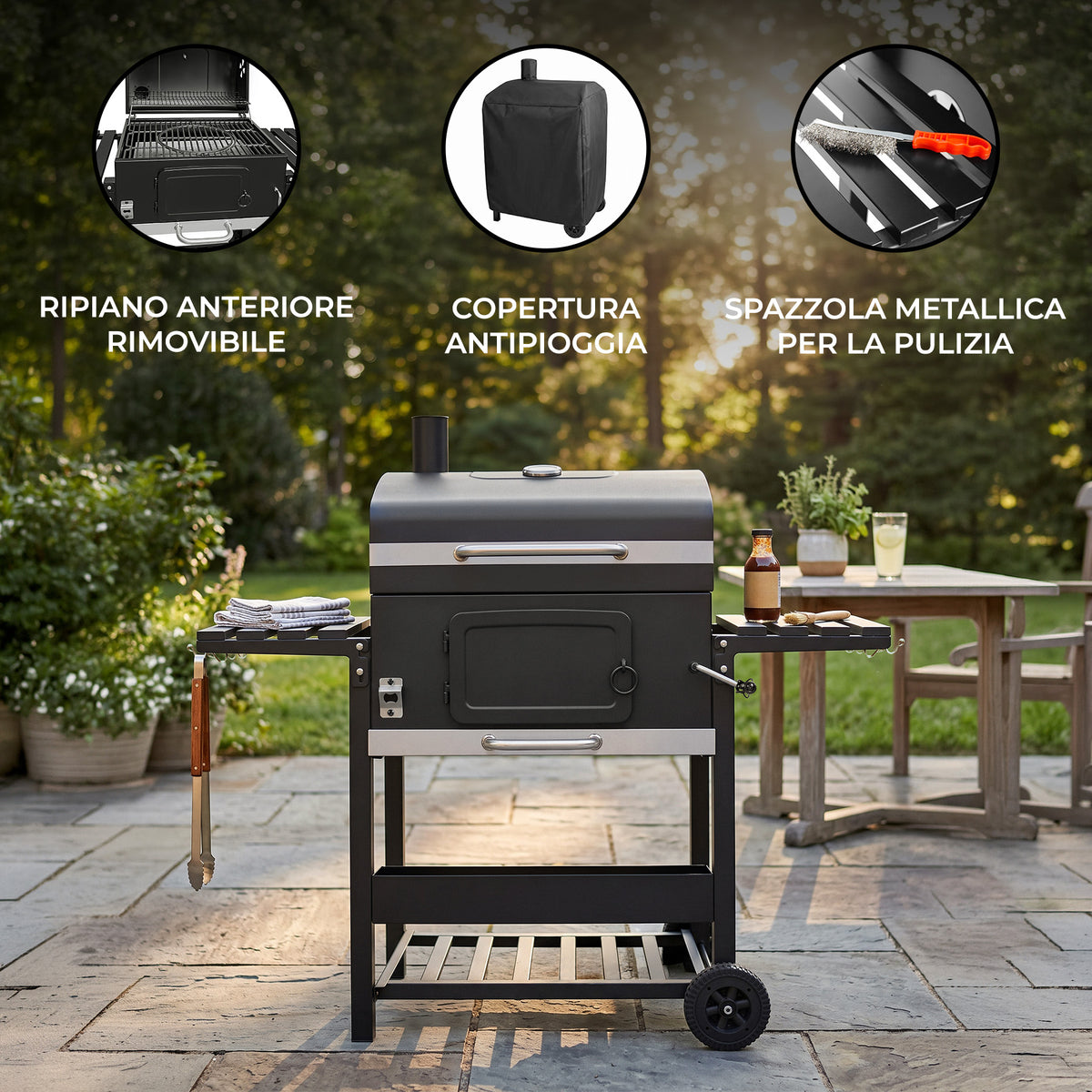 Barbecue BBQ XL a Carbone con Affumicatore - view 14