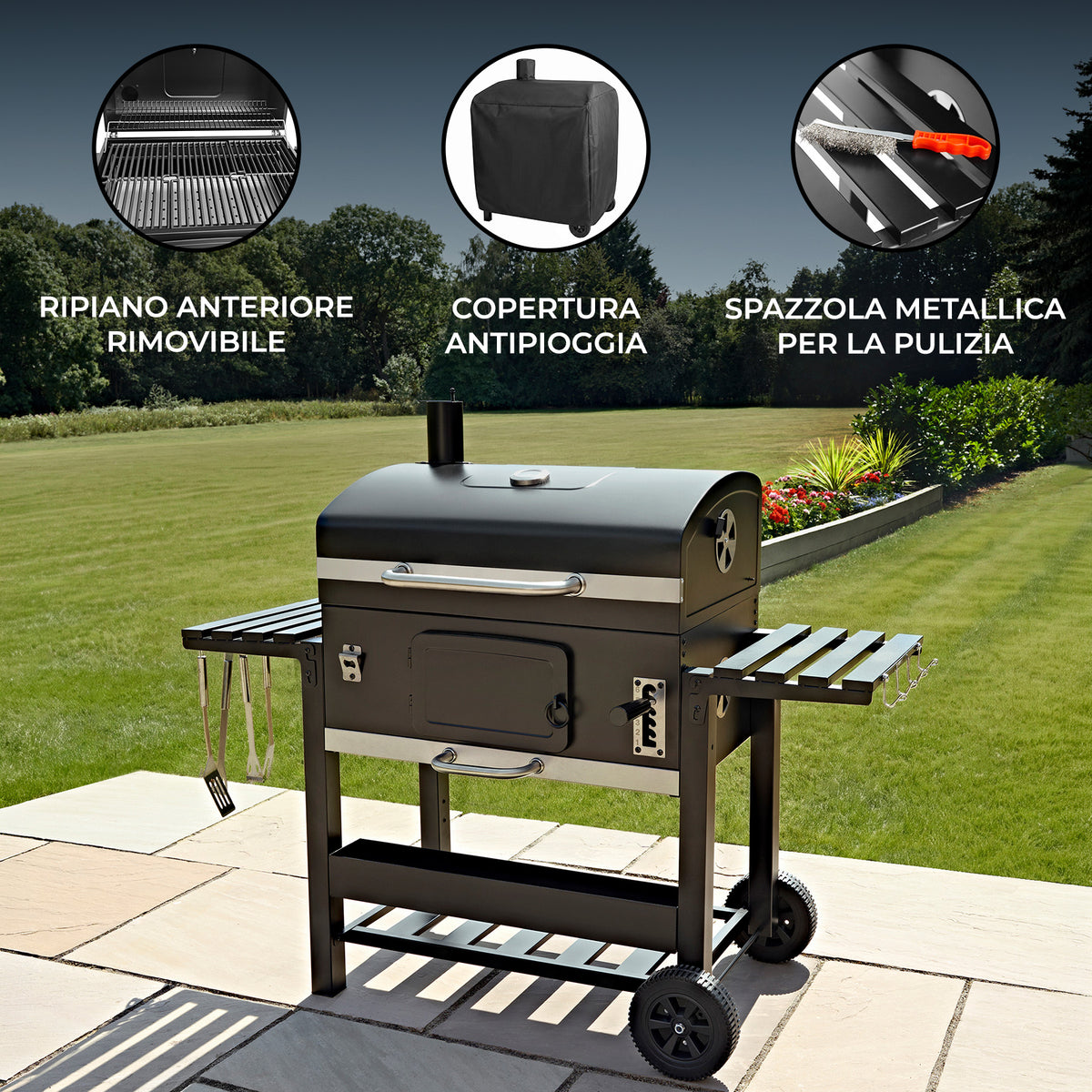 Barbecue BBQ XXL a Carbone con Affumicatore - view 14