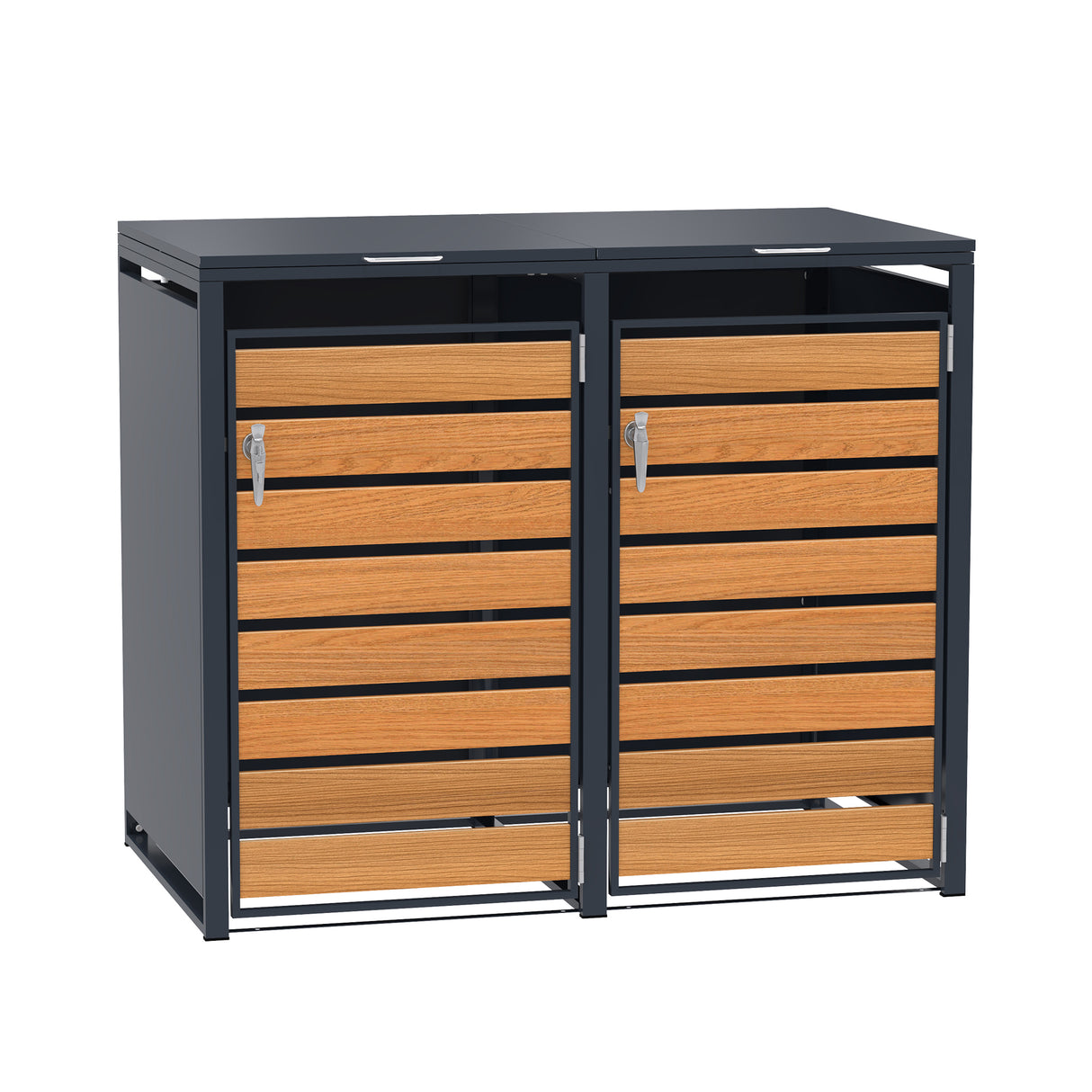 Copribidone Doppio 240 L Acciaio Zincato Antracite Effetto Legno