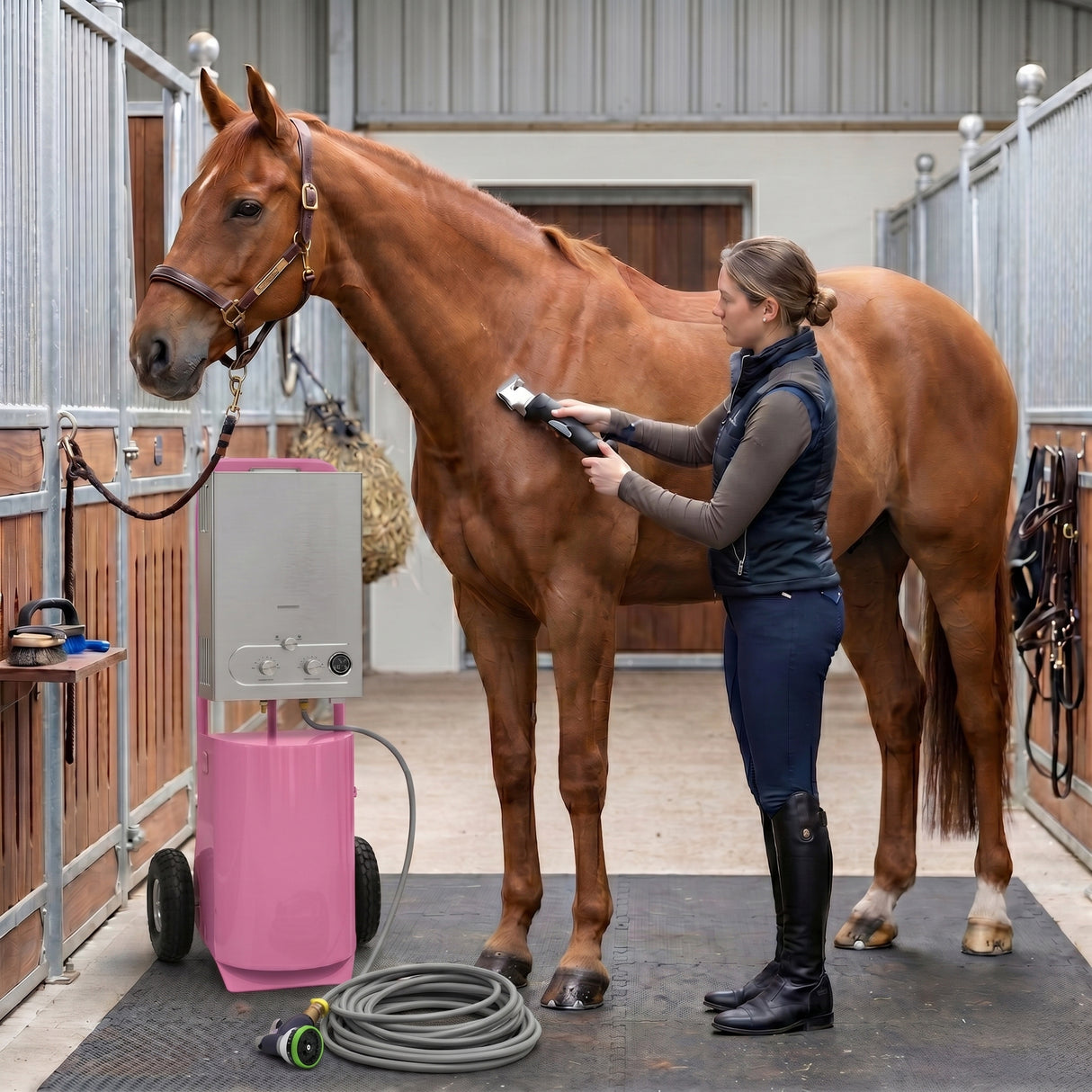 Doccia per Cavalli e Macchina Tosatrice Senza Filo – Rosa