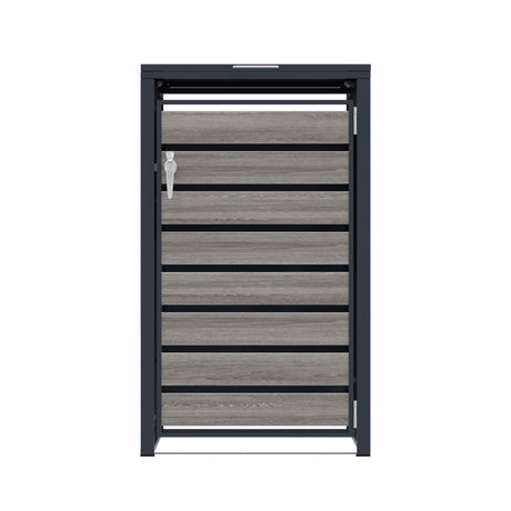 Copribidone Singolo 240 L Acciaio Zincato Antracite Effetto Legno Grigio