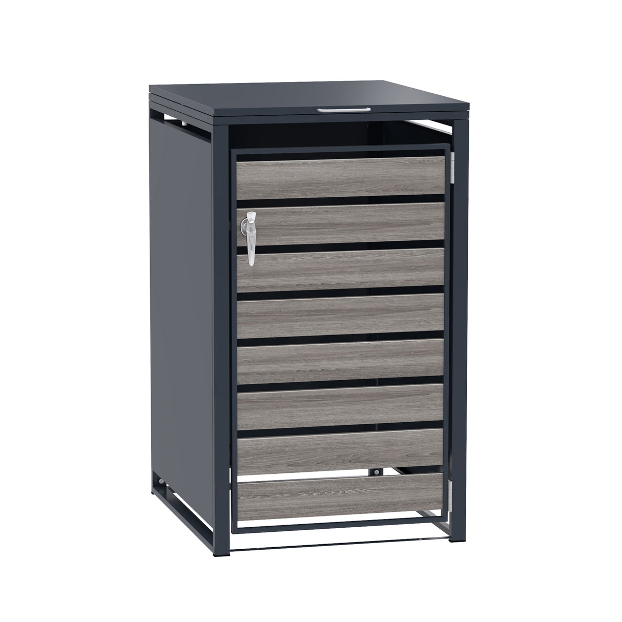 Copribidone Singolo 240 L Acciaio Zincato Antracite Effetto Legno Grigio