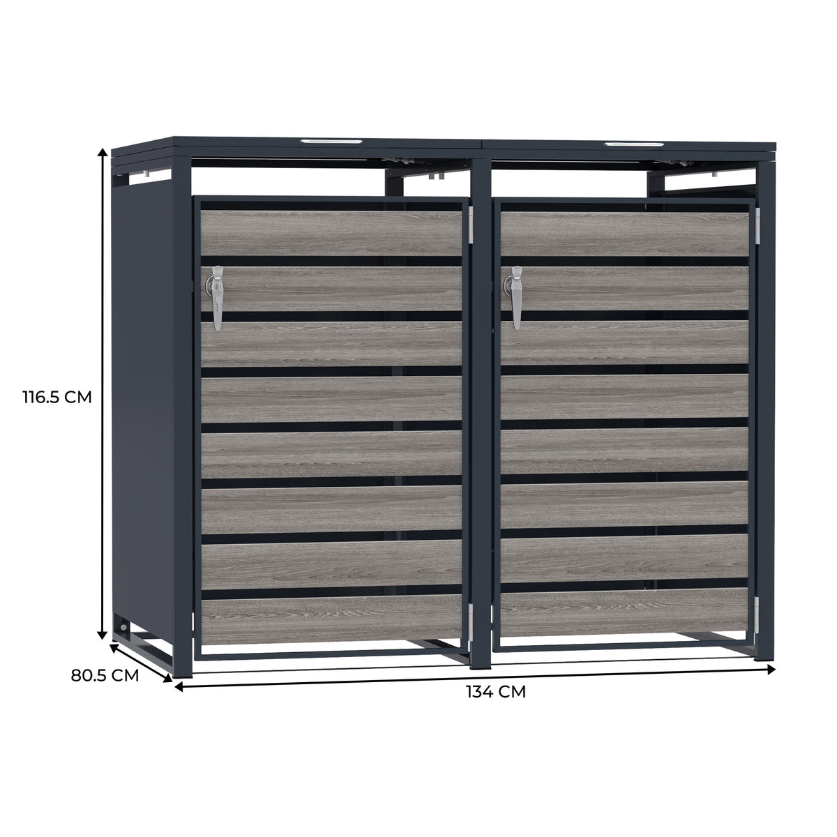 Copribidone Doppio 240 L Acciaio Zincato Antracite Effetto Legno - view 5