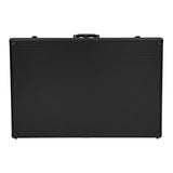 Borsa nera rigida con texture a righe, manico superiore e angoli rinforzati, ideale per proteggere attrezzature e accessori