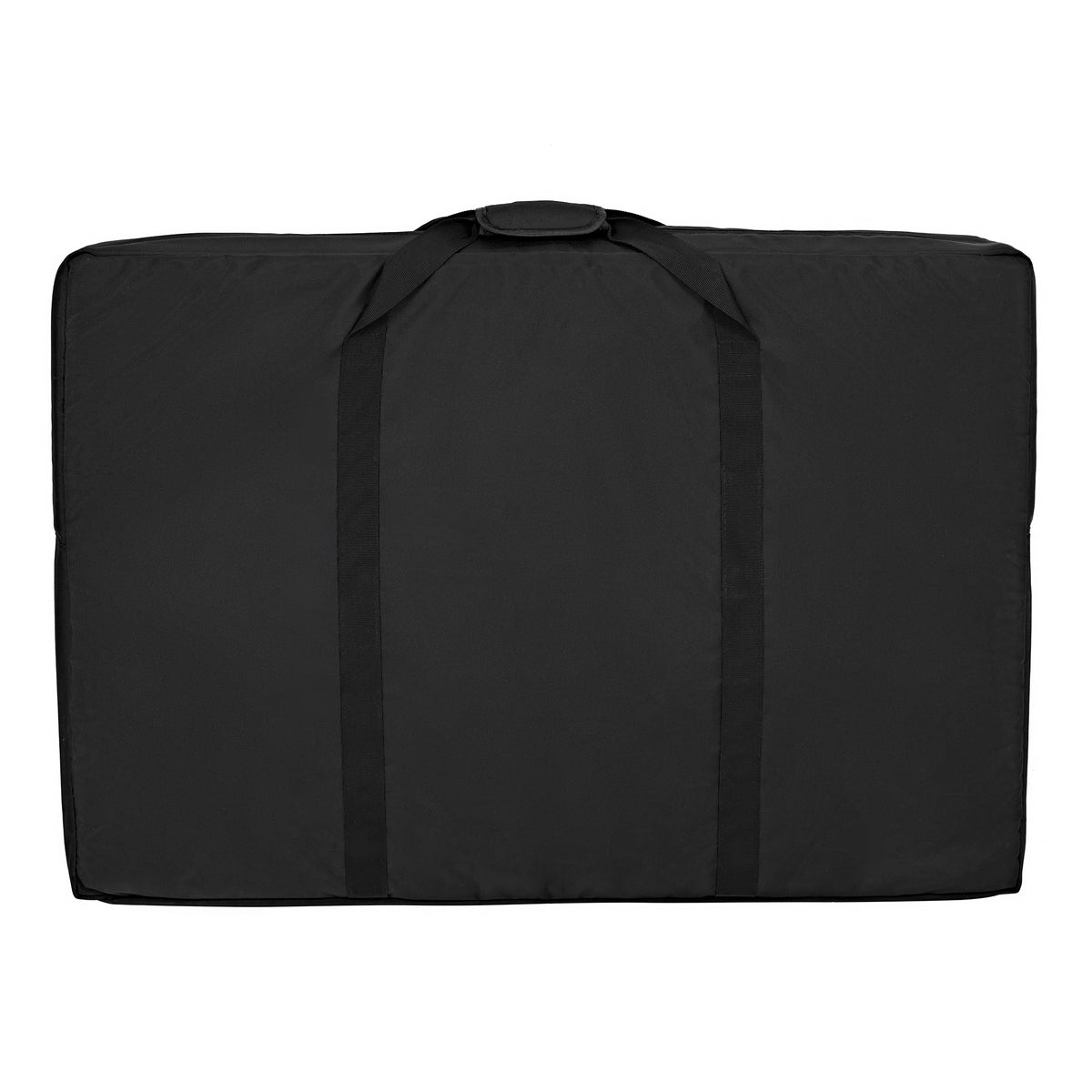 Borsa nera in tessuto resistente con manici, design rettangolare, ideale per il trasporto di oggetti e attrezzature
