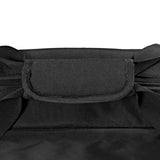 Borsa nera in tessuto resistente, con zip e manici rinforzati, ideale per uso quotidiano e viaggi, con texture liscia e opaca