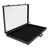 Valigetta nera in alluminio con interno in velluto nero, design elegante e maniglia per un facile trasporto e protezione degli oggetti