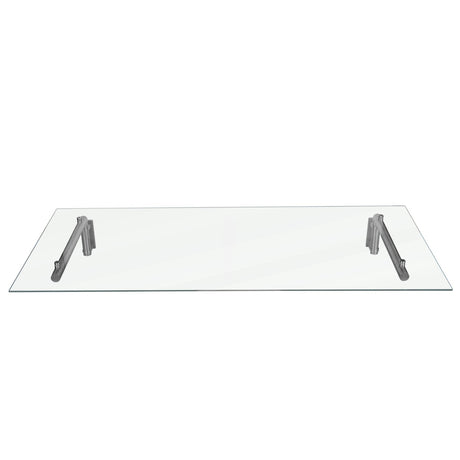 Tettoia in vetro trasparente 120 x 80 cm con robuste staffe in acciaio inox, ideale per proteggere porte esterne dalle intemperie