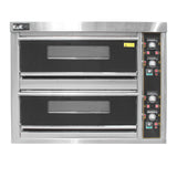 Forno a convezione KuKoo da 60 cm, struttura in acciaio inox, due vani di cottura con manopole e display digitali per il controllo della temperatura