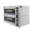 Forno a convezione KuKoo da 60 cm, struttura in acciaio inox, due vani di cottura, pannelli di controllo con manopole e display digitale