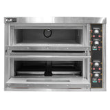 Forno a convezione KuKoo in acciaio inox, con due vani, manopole di controllo e illuminazione interna per una cottura uniforme