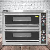 Forno a convezione KuKoo da 60 cm, con finitura in acciaio inox, due vani di cottura e pannelli di controllo colorati e intuitivi