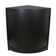 Bancone angolare per negozio al dettaglio, colore nero opaco, design moderno con angoli arrotondati e superficie liscia e resistente