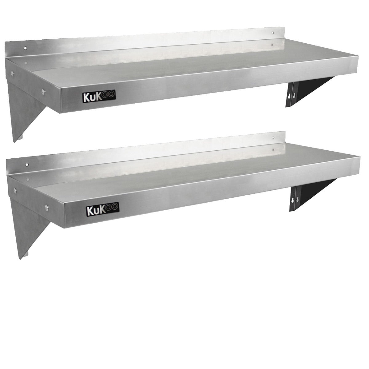 2 Mensole da Cucina a Muro in Acciaio Inox KuKoo 125cm x 30cm