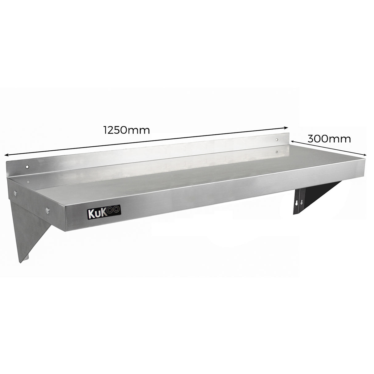 2 Mensole da Cucina a Muro in Acciaio Inox KuKoo 125cm x 30cm