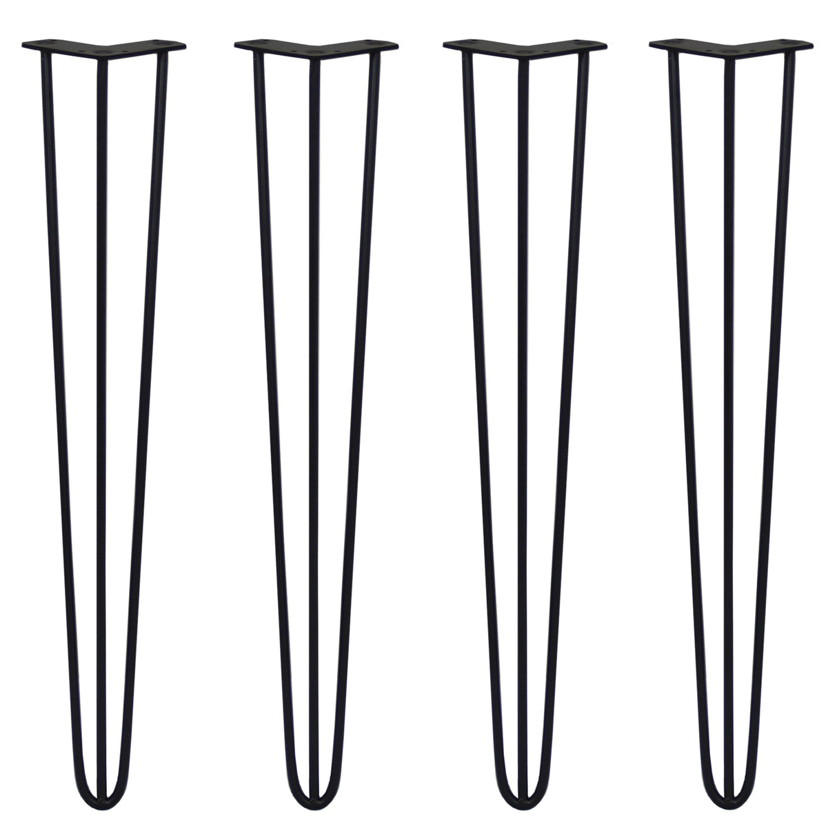 4 Gambe da Tavolo a Forcina 71cm - 3 Rebbi - 10mm - Nero