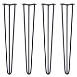 4 Gambe da Tavolo a Forcina 71cm - 3 Rebbi - 10mm - Nero